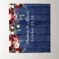 Lofaris Personalized Royal Blue Floral Wedding Backdrop for Reception