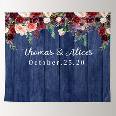 Lofaris Personalized Royal Blue Floral Wedding Backdrop for Reception