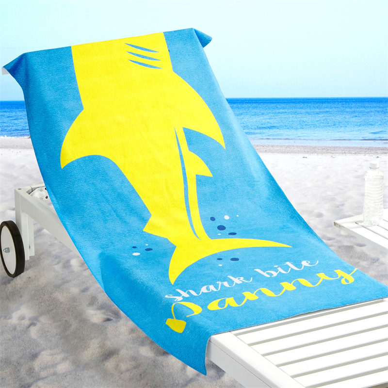 Lofaris Personalized Shark Life Yellow Blue Beach Towel