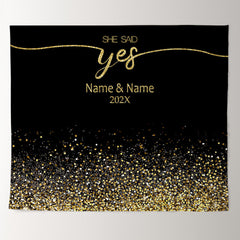 Lofaris Personalized She Said Yes Black Backdrop Decor Banner