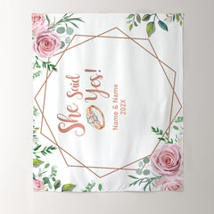 Lofaris Personalized She Said Yes Wedding Backdrop Banner