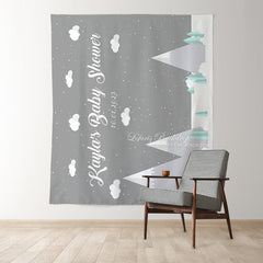 Lofaris Personalized Snow Mountain Baby Shower Backdrop
