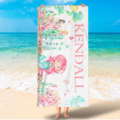 Lofaris Personalized Little Mermaid Girls Summer Beach Towel