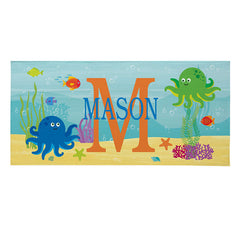 Lofaris Personalized Summer Ocean Animals Name Beach Towel