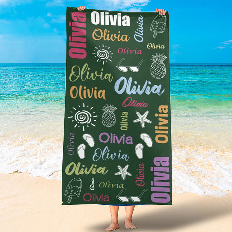 Lofaris Personalized Summer Picture And Name Beach Towel