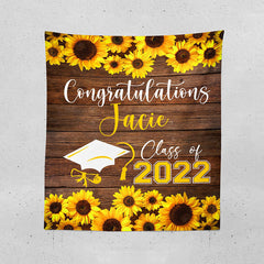 Lofaris Personalized Sunflower Wood Graduation Party Backdrop Decor