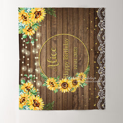 Lofaris Personalized Sunflower Wood Grain Butterfly Backdrops for Party