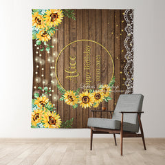 Lofaris Personalized Sunflower Wood Grain Butterfly Backdrops for Party