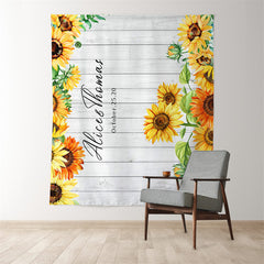 Lofaris Personalized Sunflower Wooden Wedding Decoration Backdrop