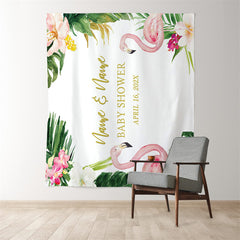 Lofaris Personalized Tropical Flamingo Bridal Shower Backdrop For Party