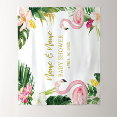 Lofaris Personalized Tropical Flamingo Bridal Shower Backdrop For Party