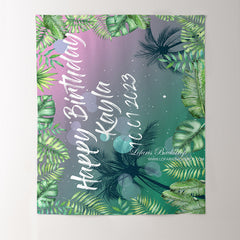 Lofaris Personalized Tropical Night Birthday Backdrop Banner