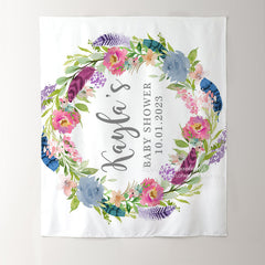 Lofaris Personalized Watercolor Flowers Baby Shower Backdrop Photography