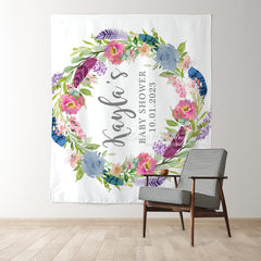 Lofaris Personalized Watercolor Flowers Baby Shower Backdrop Photography