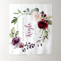 Lofaris Personalized Watercolor Flowers Boho Baby Shower Backdrop