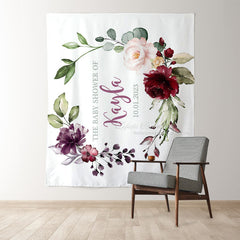 Lofaris Personalized Watercolor Flowers Boho Baby Shower Backdrop
