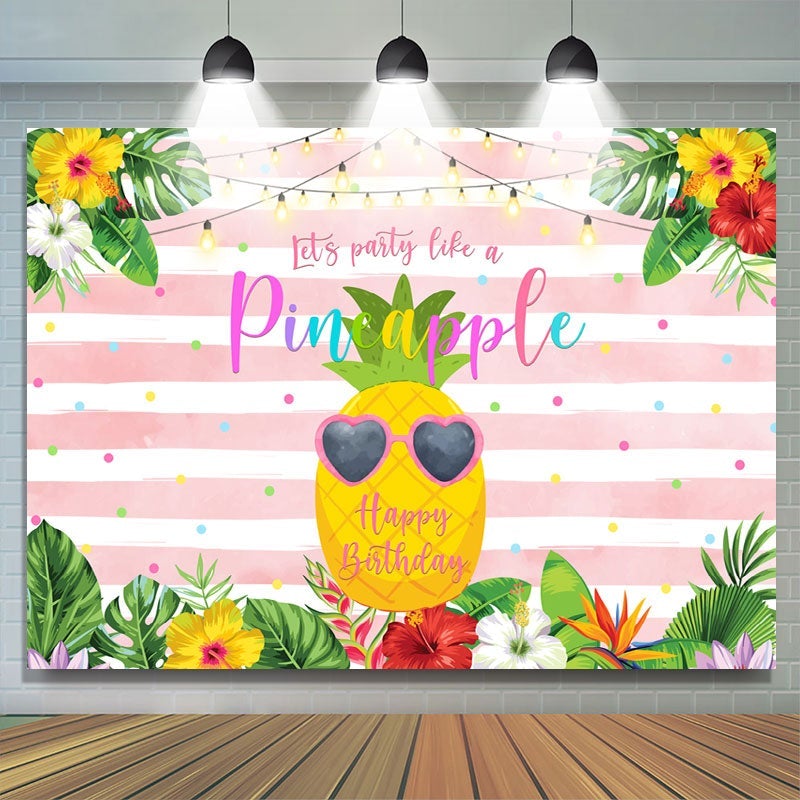 Lofaris Pineapple Floral Birthday Photo Decoration backdrops