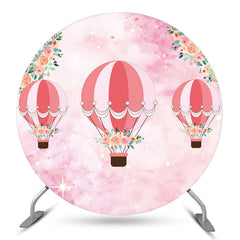 Lofaris Pink Airballoon Baby Shower Round Backdrop Cover