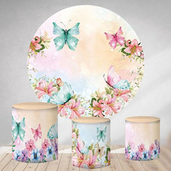 Lofaris Pink And Blue Butterfly Round Bokeh Birthday Backdrop Kit