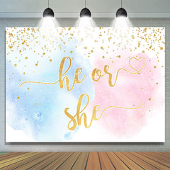 Lofaris Pink And Blue Gold Glitter She Or He Baby Shower Backdrop