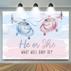 Lofaris Pink And Blue Helicopter Backdrops For Baby Shower