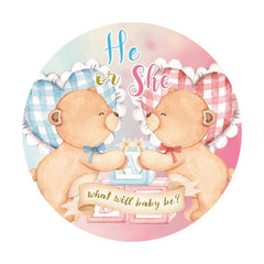 Lofaris Pink And Blue Teddy Bear Circle Baby Shower Backdrop
