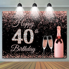 Lofaris Pink And Glitter Happy 40Th Birthday Backdrop For Woman