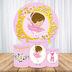 Lofaris Pink And Gold Floral Ballerina Round Party Backdrop Kit