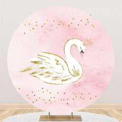 Lofaris Pink And Gold Swan Themed Round Backdrop For Party