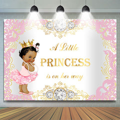 Lofaris Pink and Golden Diamond Princess Baby Shower Backdrop