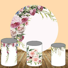 Lofaris Pink And Purple Floral Round Birthday Backdrop Kit