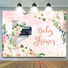 Lofaris Pink and White Floral Postbox Baby Shower Backdrop