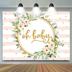 Lofaris Pink and White Stripe Gold Dots Baby Shower Backdrop