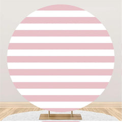 Lofaris Pink And White Stripes Wedding Custom Circle Backdrop