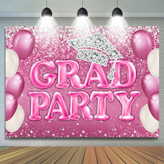 Lofaris Pink Ballons And Silver Diamonds Grad Party Backdrop