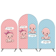 Lofaris Pink Blue Little Baby Theme Gender Reveal Arch Backdrop Kit