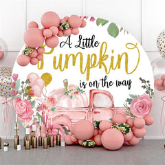 Lofaris Pink Car And Pumpkin Flower Baby Shower Circle Backdrop