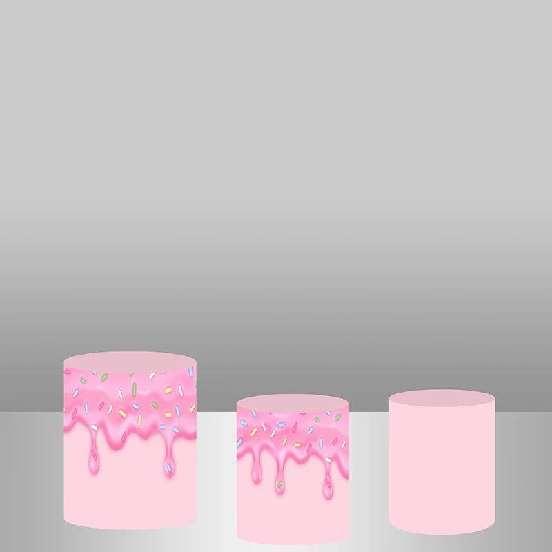 Lofaris Pink Chotolate Dessert Backdrop Plinth Cylinder Cover Kit