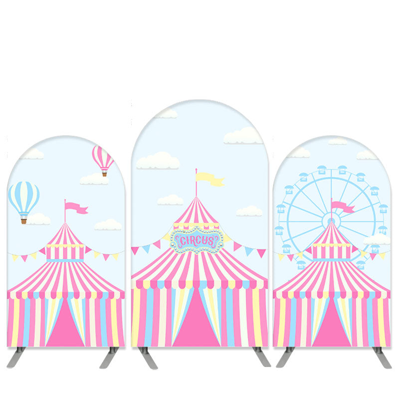 Lofaris Pink Circus Theme Blue Sky Arch Backdrop Kit for Birthday