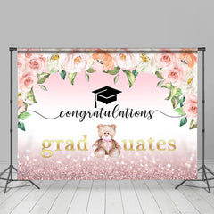 Lofaris Pink Floral Bokeh Congratulations Graduates Backdrop