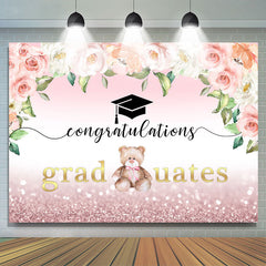 Lofaris Pink Floral Bokeh Congratulations Graduates Backdrop