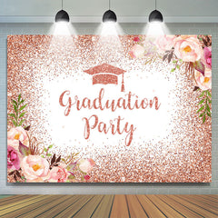 Lofaris Pink Floral Glitter Congratulation Graduats Party Backdrop