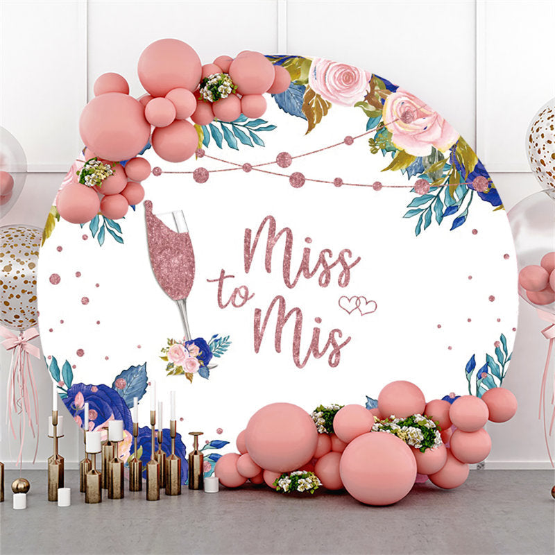 Lofaris Pink Floral Glitter Miss To Mis Round Wedding Backdrop