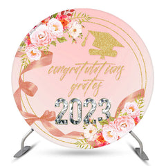 Lofaris Pink Floral Ribbon Circle 2023 Graduation Backdrop