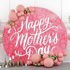 Lofaris Pink Floral Round Party Backdrops for Happy Mothers Day