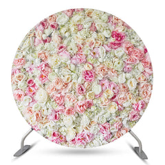 Lofaris Pink Floral Round Wedding Party Backdrop Cover