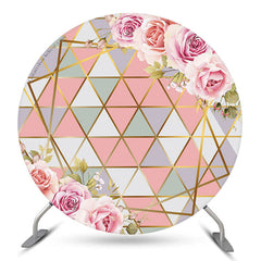 Lofaris Pink Floral Triangle Element Round Wedding Backdrop