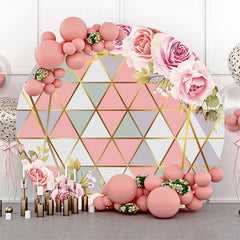 Lofaris Pink Floral Triangle Element Round Wedding Backdrop