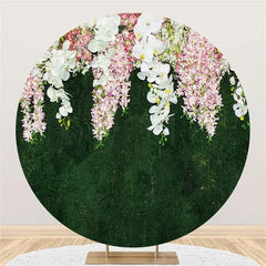 Lofaris Pink Floral With Leaves Simple Circle Wedding Backdrop