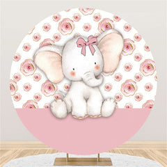 Lofaris Pink Flower And Elephant Circle Backdrop For Girls